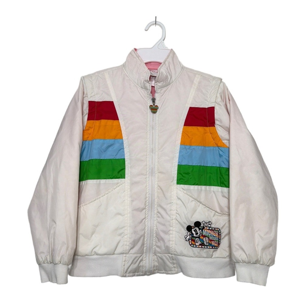 Disney Girls 2-in-1 Jacket Mickey Mouse Rainbow Removable Sleeves Vest - Large